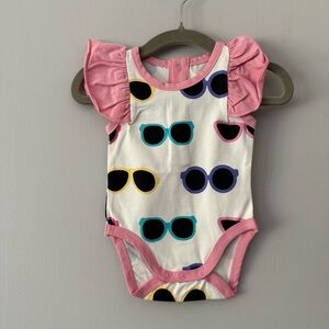Monica & Andy Pink and White Sunglasses Print Kids One Piece